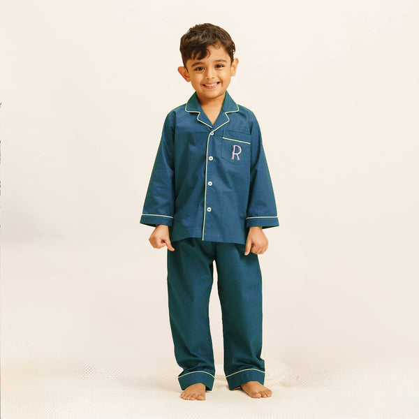 Deep Current Cotton Notched Pyjama Set