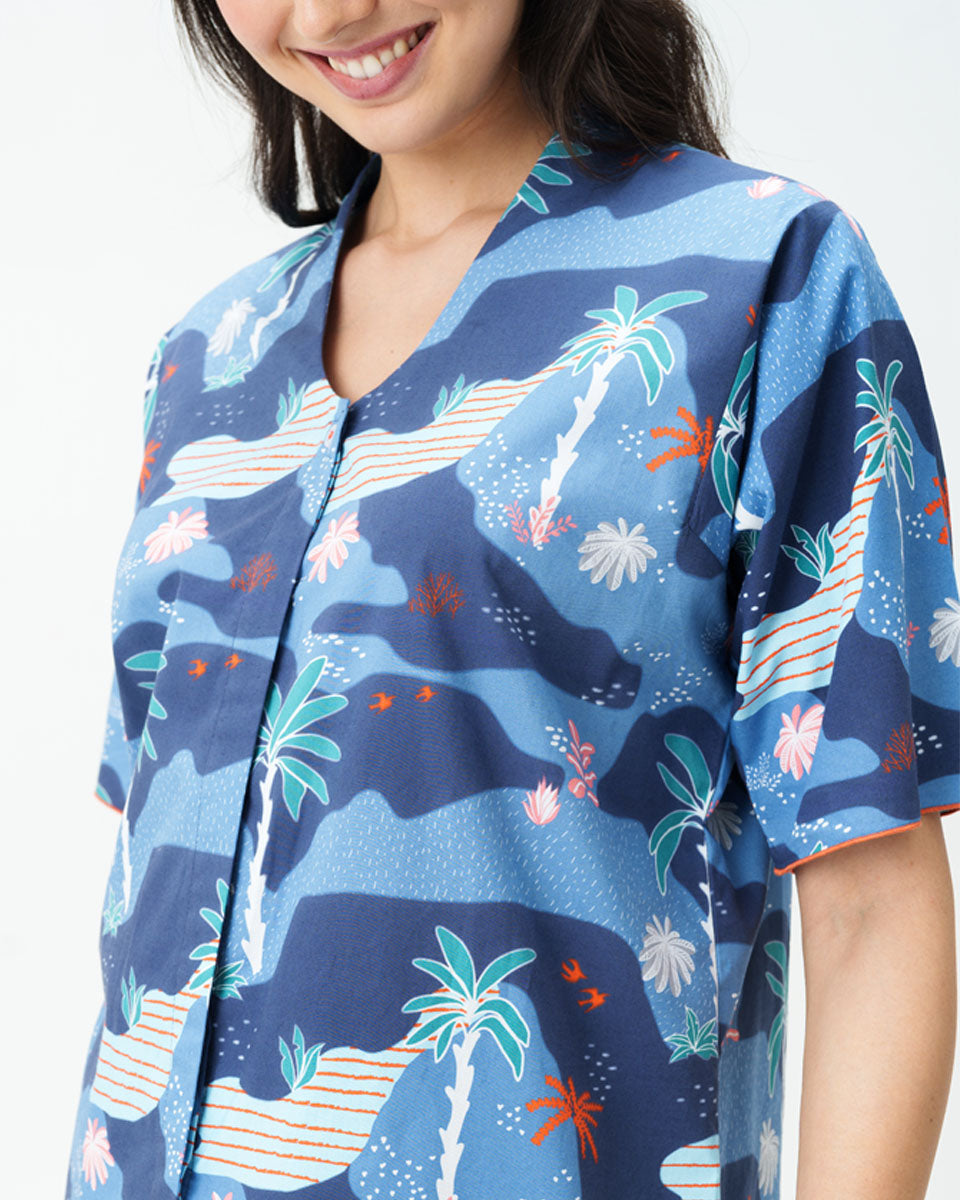 Tropique Cotton High Low Shorts Set