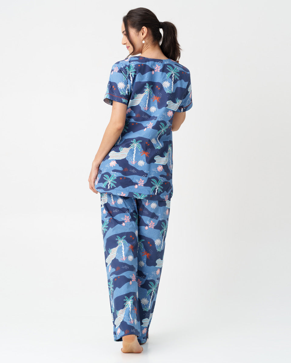 Tropique Cotton Dip-Neck Pyjama Set
