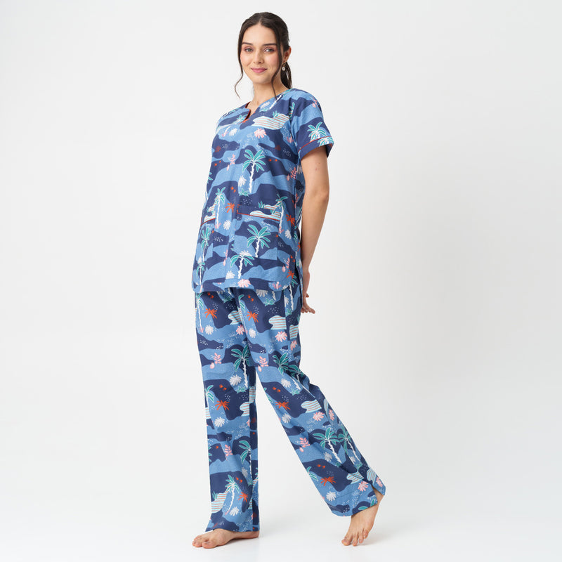 Tropique Cotton Dip-Neck Pyjama Set