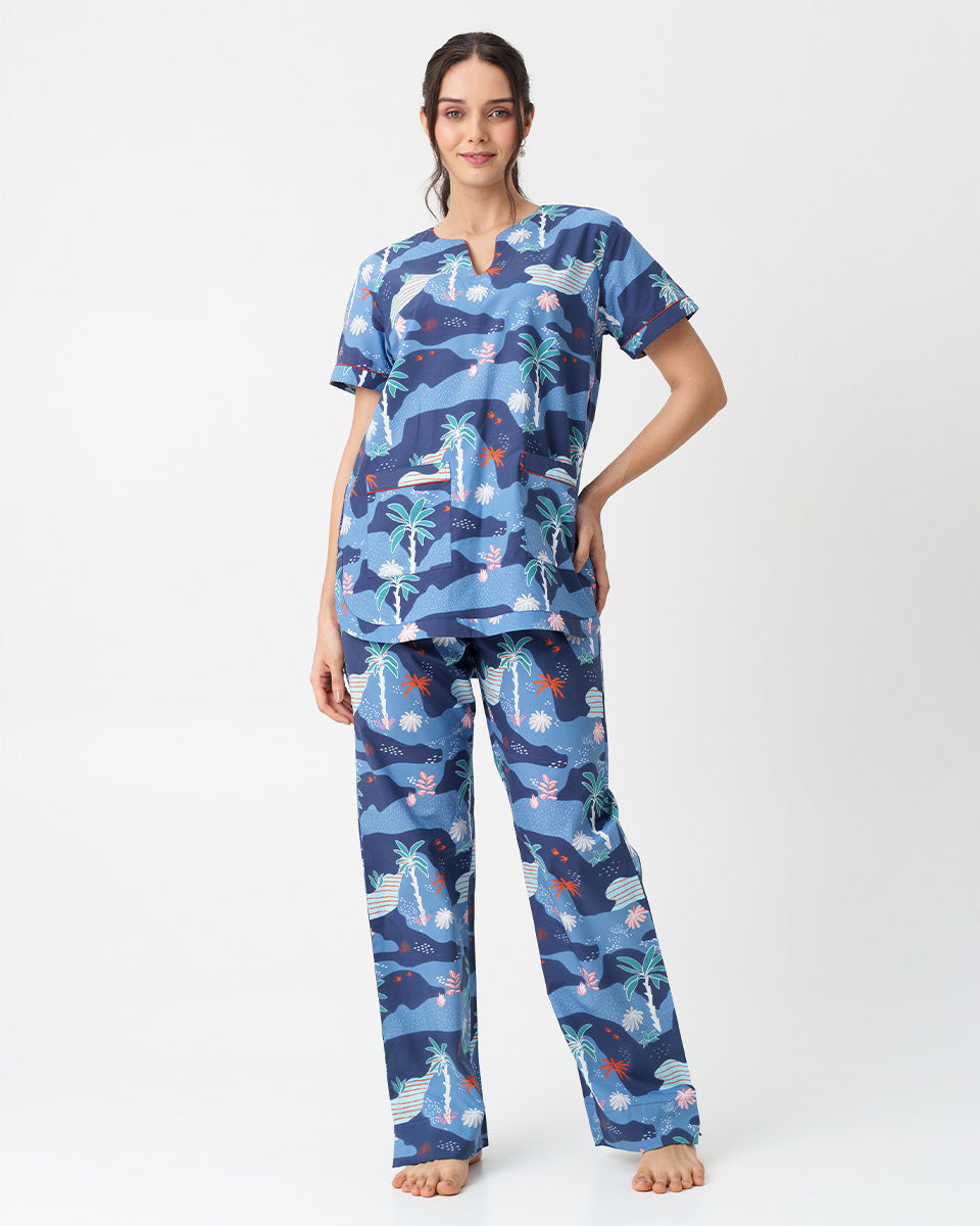 Tropique Cotton Dip-Neck Pyjama Set
