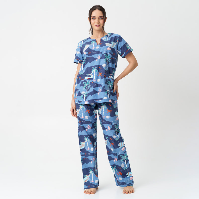 Tropique Cotton Dip-Neck Pyjama Set