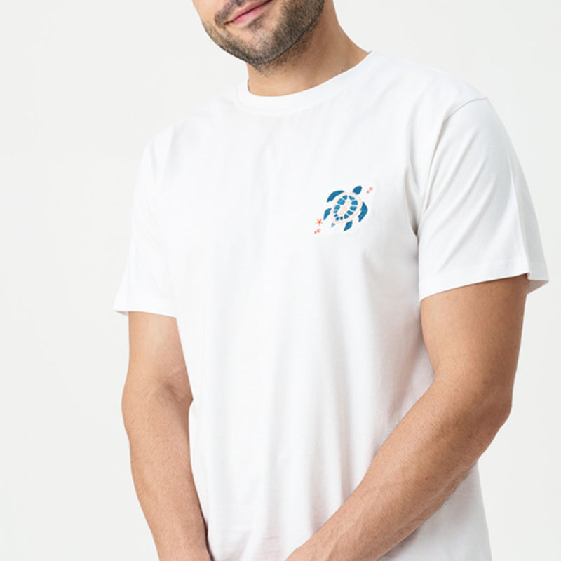 Turtle Tide Embroidered T-shirt & Cotton Pyjama - Men