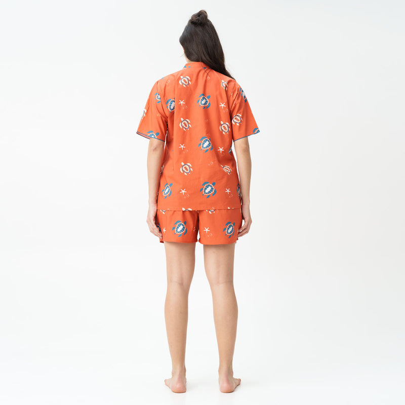 Turtle Tide Cotton High Low Shorts Set