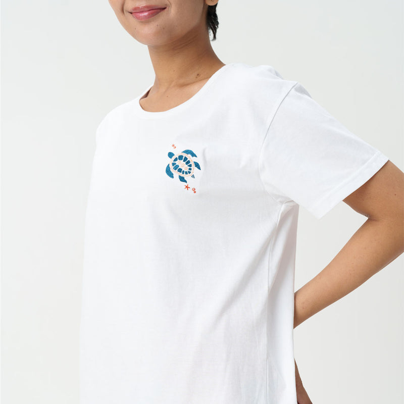 Turtle Tide Embroidered T-shirt & Cotton Pyjama Women's