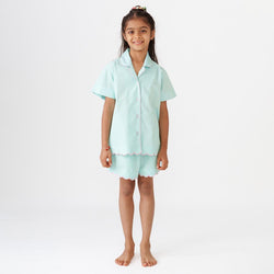 Jade Mist Kids Scalloped Shorts Set