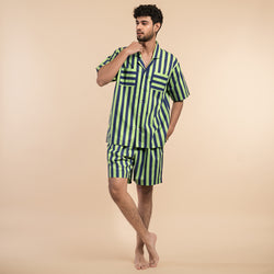 Forest Path Cotton Notched Shorts Set