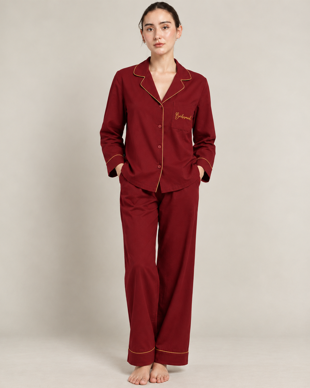 Bride Tribe Siesta Embroidered - Everyday Set <br> Women Cotton Notched Pajama Set