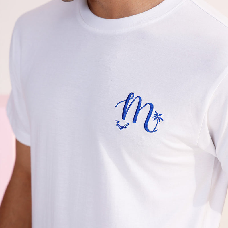 Midnight Palms Embroidered T-Shirt & Cotton Boxers