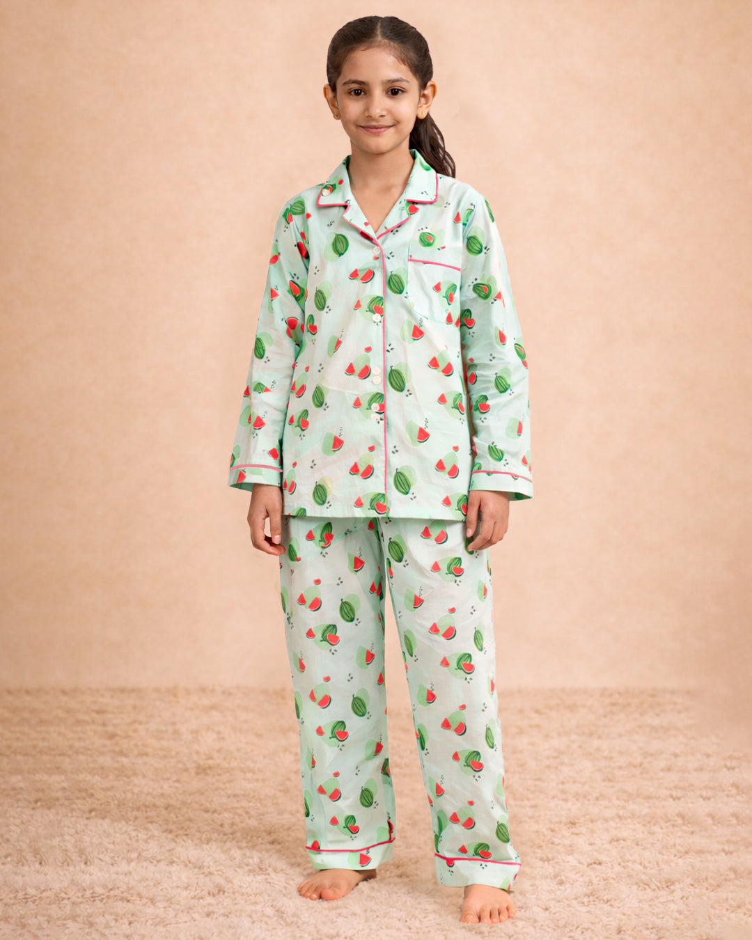 Mint Melon - Everyday Set <br> Kids Cotton Notched Pajama Set