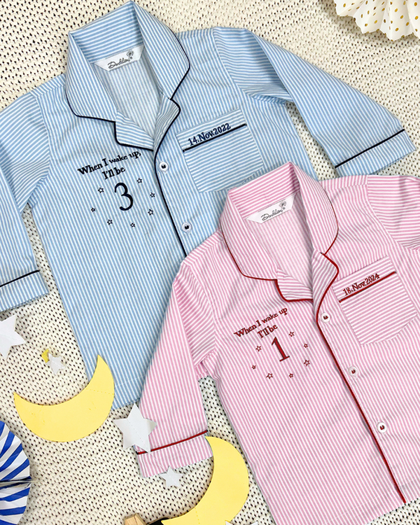 Birthday Embroidered Notched PJ Set - Kids