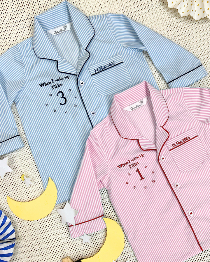 Birthday Embroidered Notched PJ Set - Kids