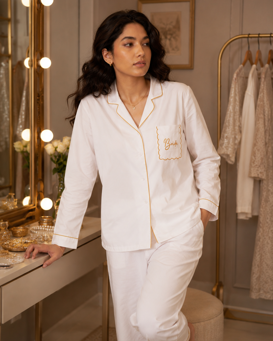 Bridal Siesta Embroidered - Everyday Set <br> Women Cotton Notched Pajama Set