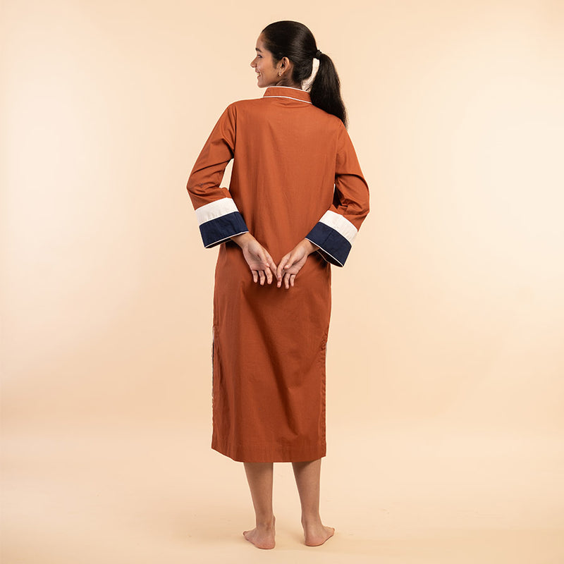 Canyon Clay Cotton Midi Kaftan Dress