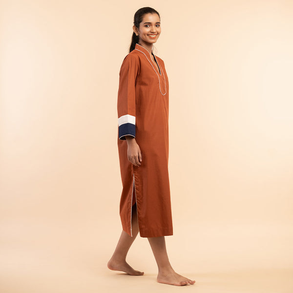Canyon Clay Cotton Midi Kaftan Dress