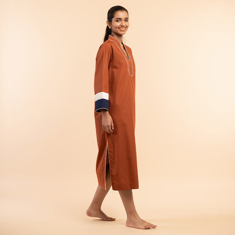 Canyon Clay Cotton Midi Kaftan Dress