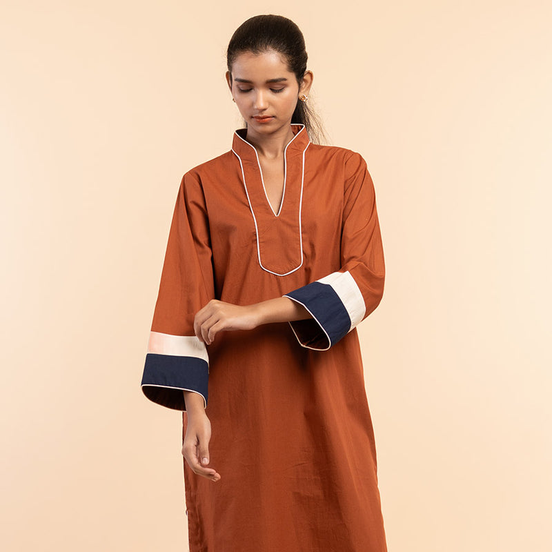 Canyon Clay Cotton Midi Kaftan Dress