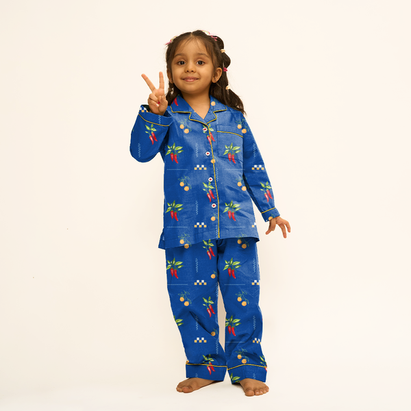Spice Trail Cotton Notched Pyjama Set - Kids