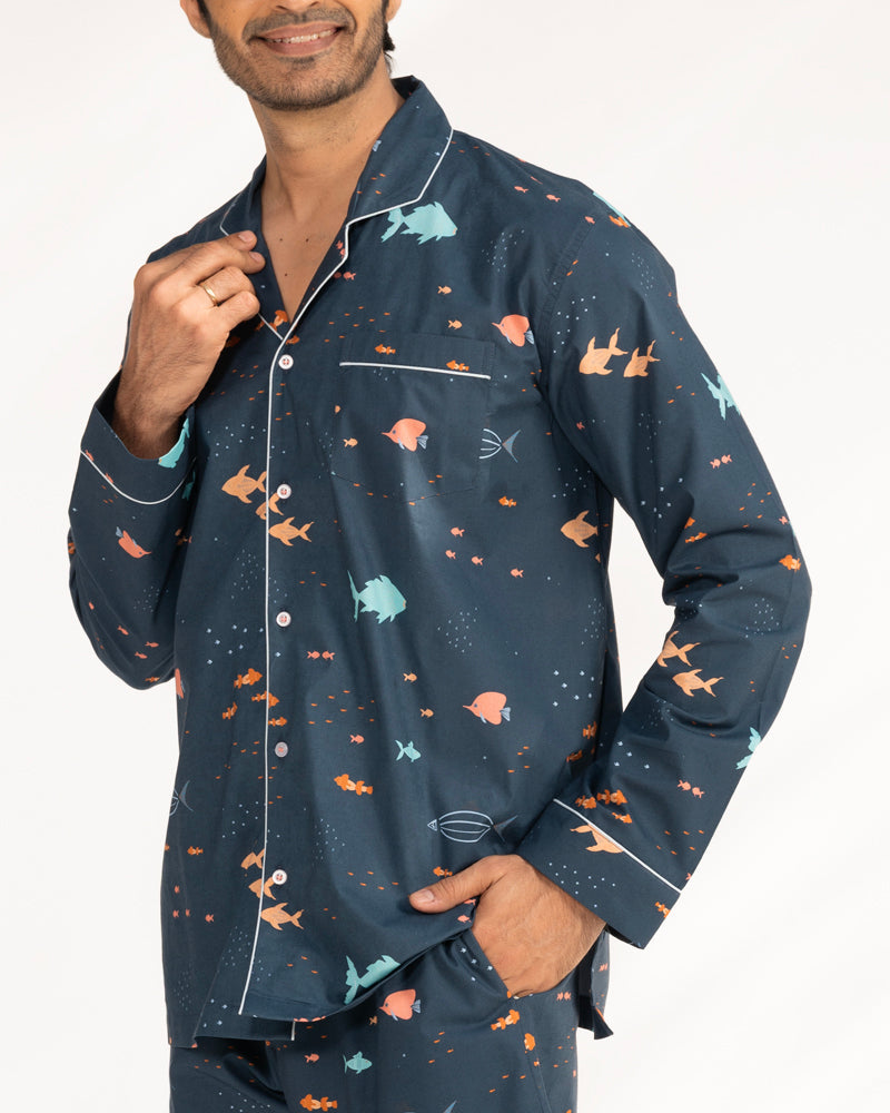 Deep Dive - Everyday Set<br>Men's Cotton Notch Collar Pajama Set