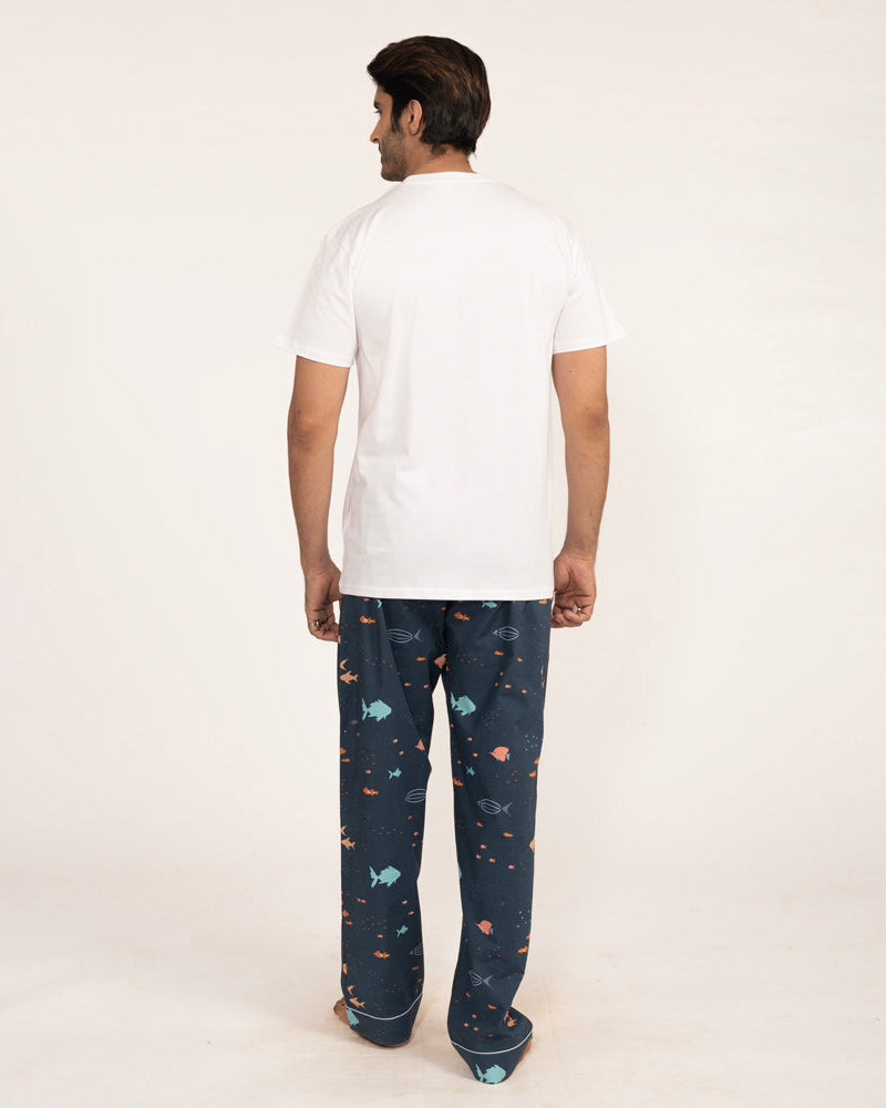 Deep Dive Embroidered T-shirt & Cotton Pyjama Men's
