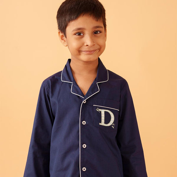 Blue Lagoon Cotton Notched Pyjama Set