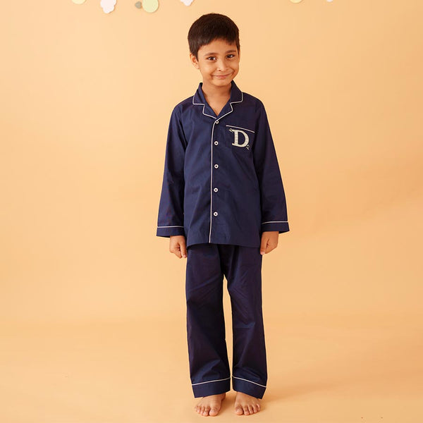Blue Lagoon Cotton Notched Pyjama Set