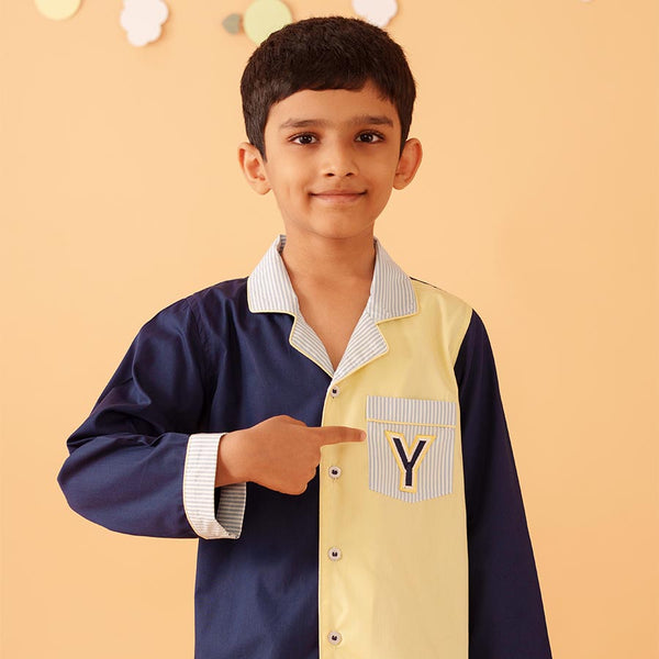 Indigo Sunset Cotton Notched Pyjama Set