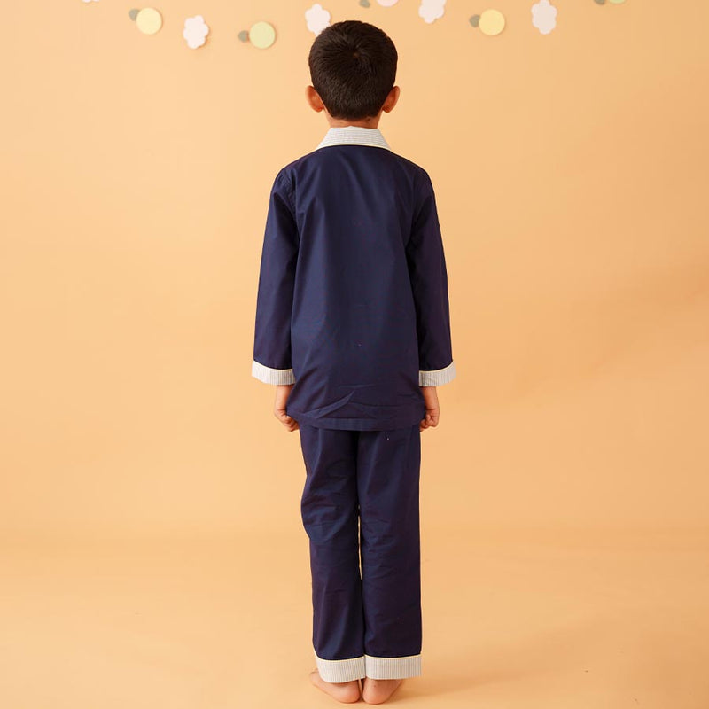 Indigo Sunset Cotton Notched Pyjama Set