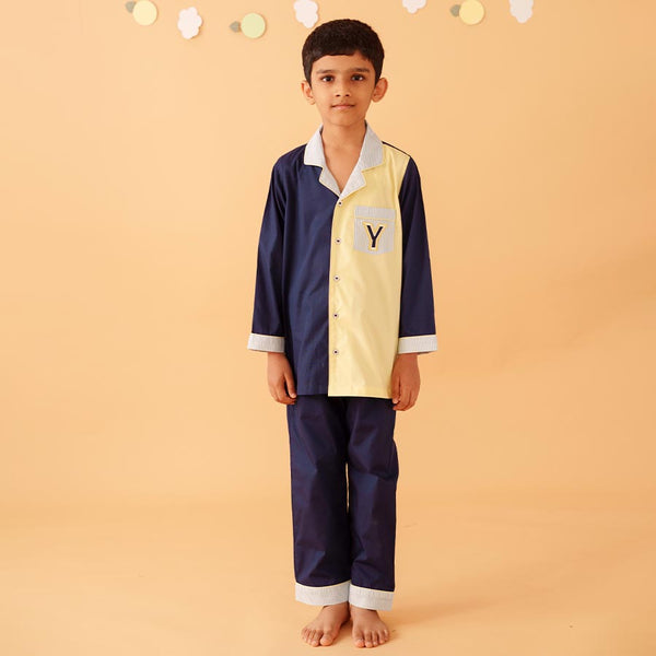 Indigo Sunset Cotton Notched Pyjama Set