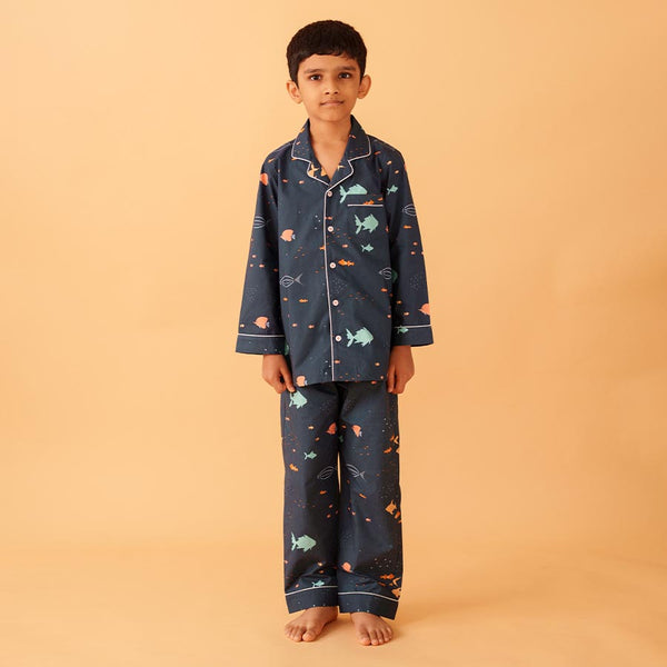 Deep Dive Cotton Notched Pyjama Set