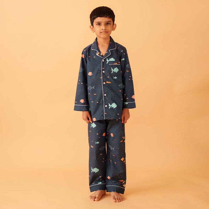 Deep Dive Cotton Notched Pyjama Set