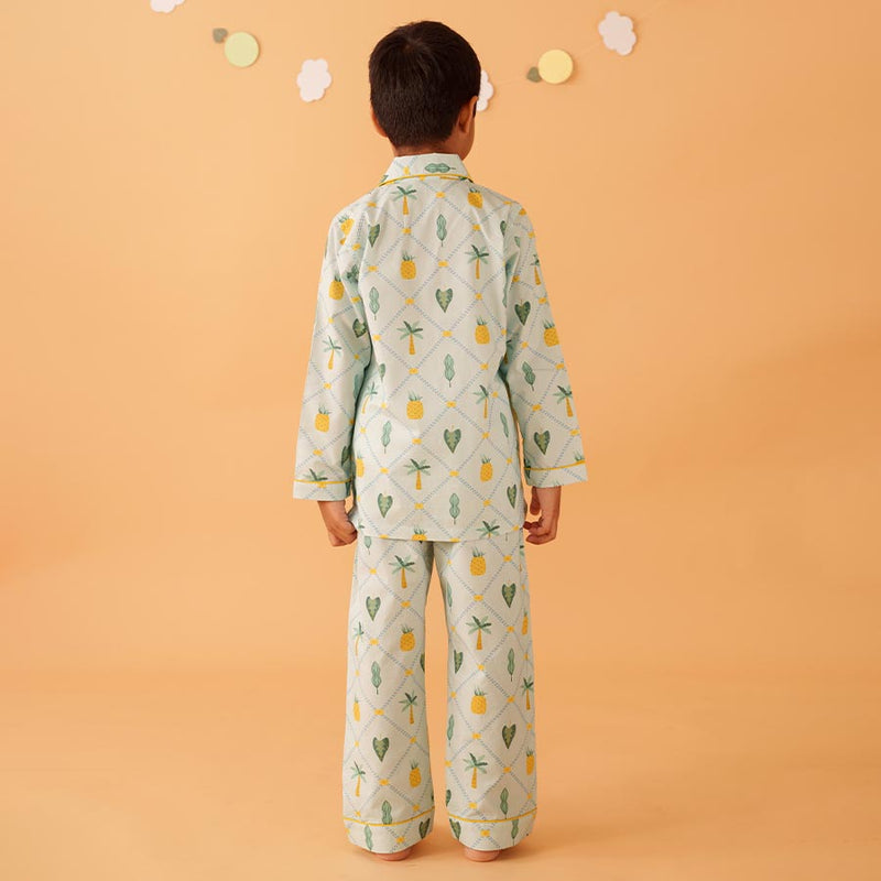 Pineapple Palms Cotton Notched Pyjama Set