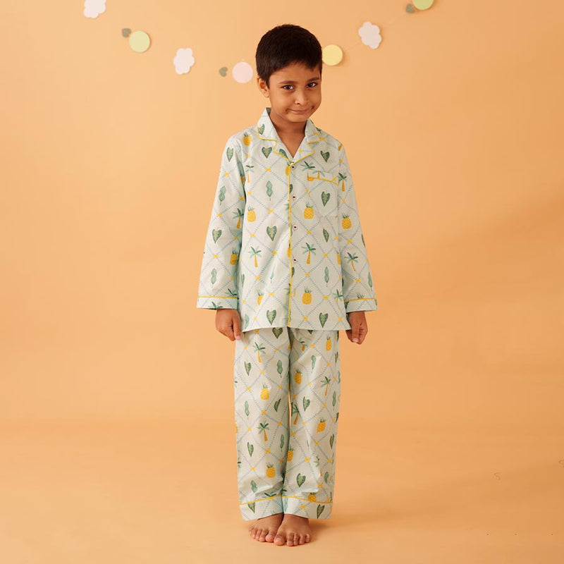 Pineapple Palms Cotton Notched Pyjama Set