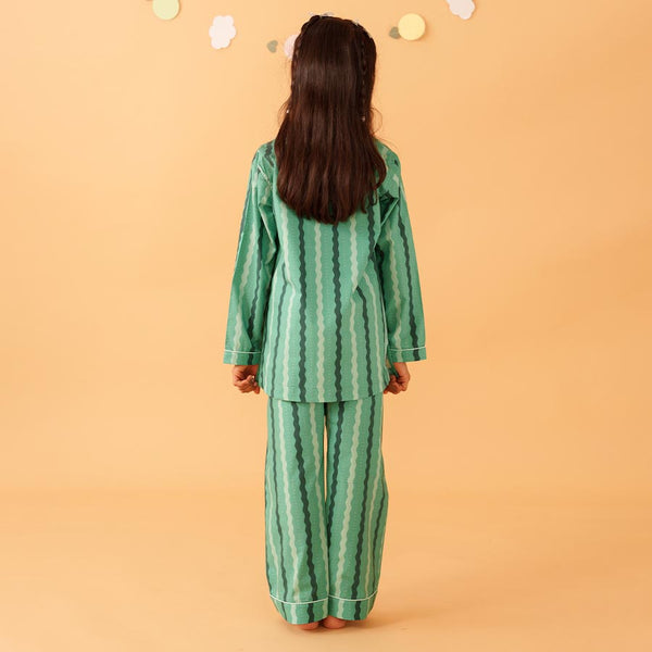 Evergreen Cotton Notched Pyjama Set