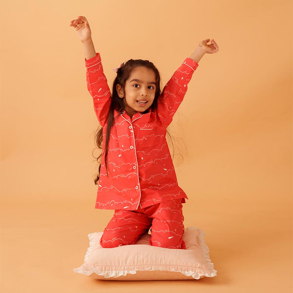 Swirl Cotton Notched Pyjama Set