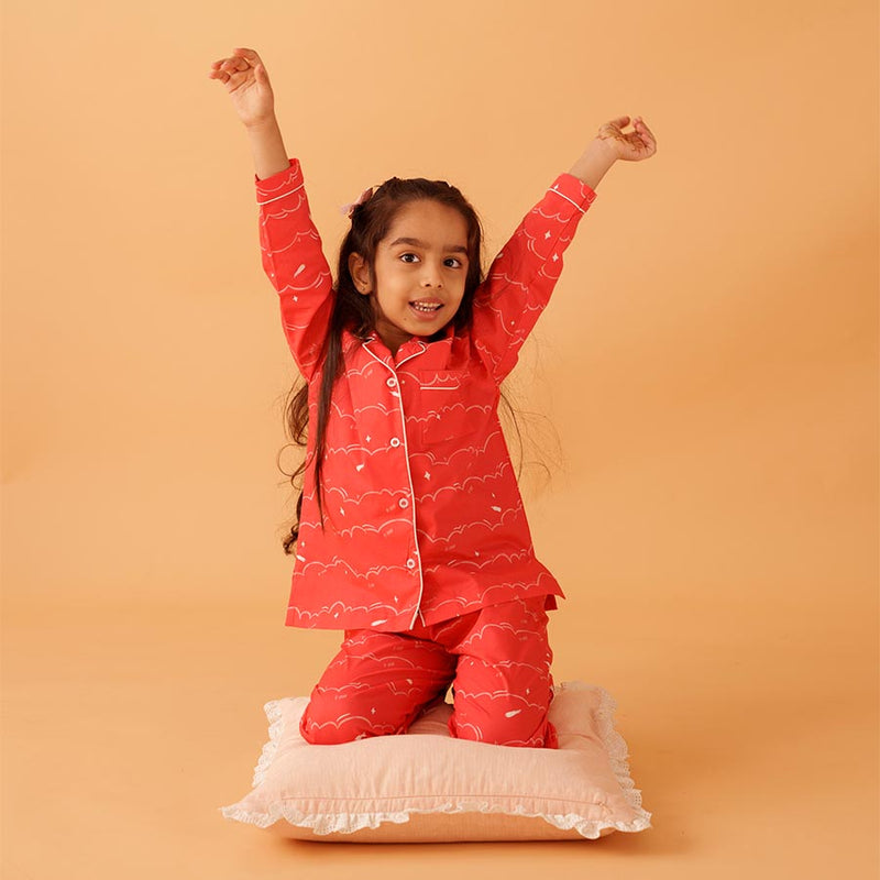 Swirl Cotton Notched Pyjama Set