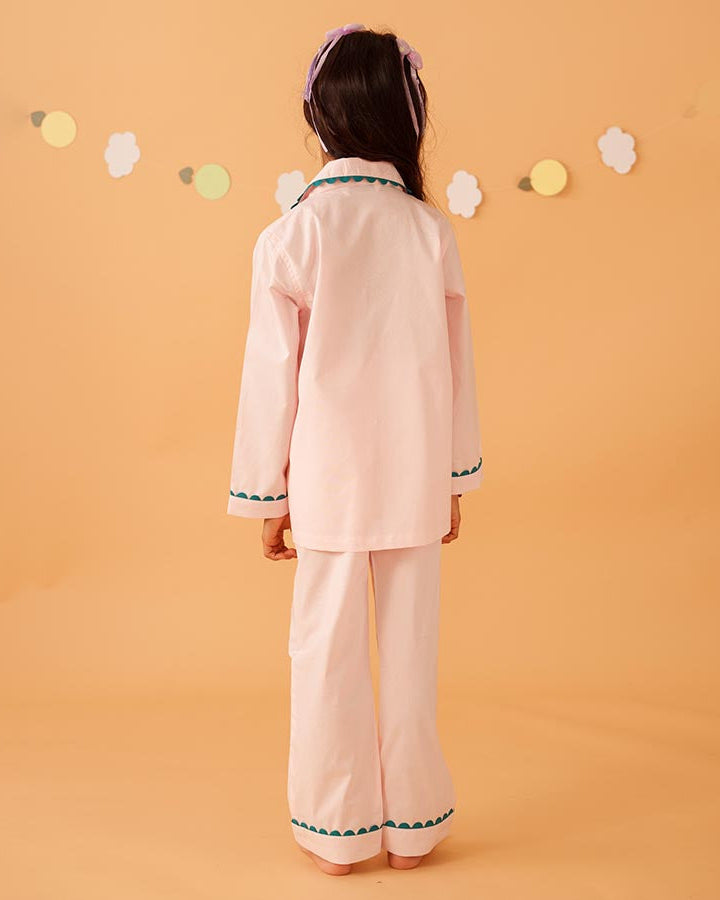 Peony - Everyday Set <br> Kids Embroidered Cotton Notched Pajama Set