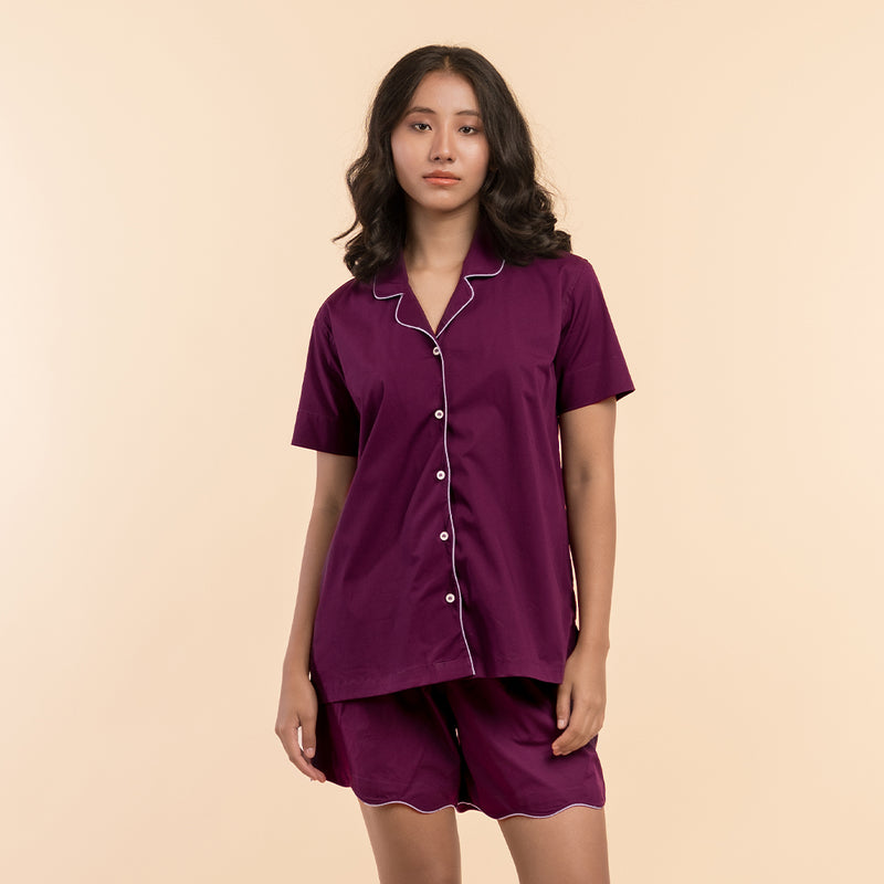 Mulberry Wine Curvy Shorts Set