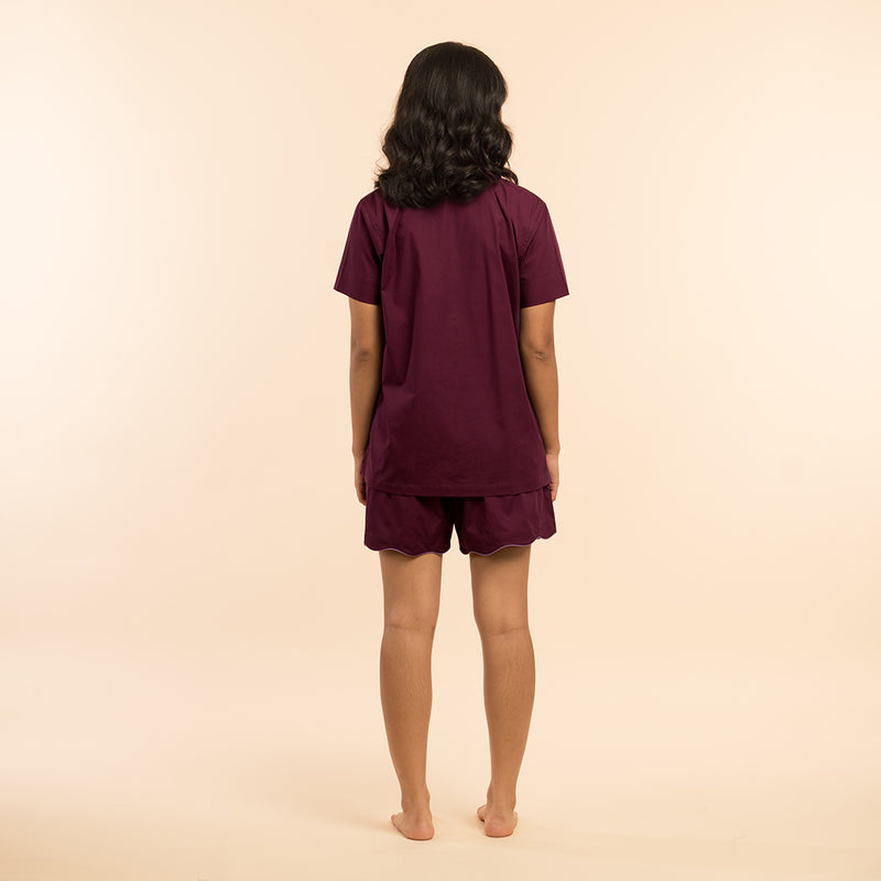 Mulberry Wine Curvy Shorts Set