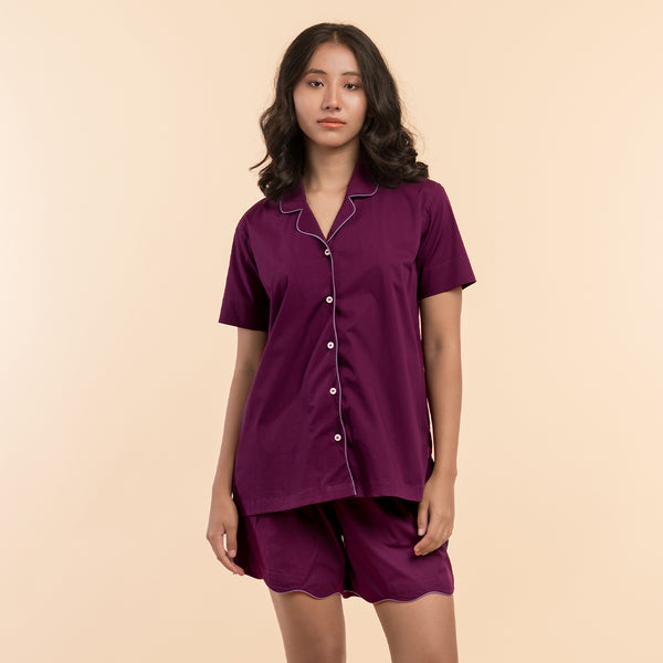 Mulberry Wine Curvy Shorts Set