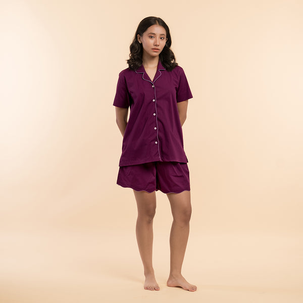 Mulberry Wine Curvy Shorts Set