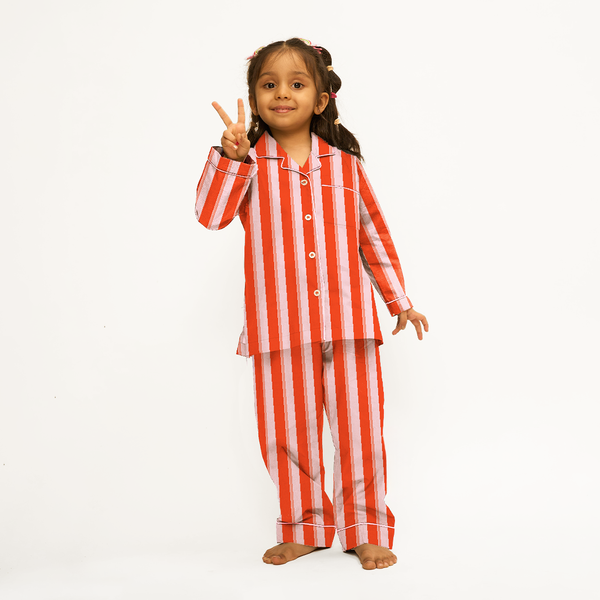 Tangerine Pop Cotton Notched Pyjama Set - Kids