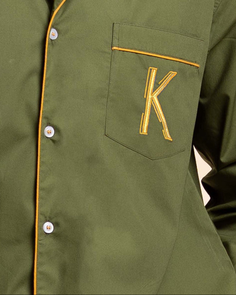 Wild Moss Cotton Notched Pyjama Set - Kids