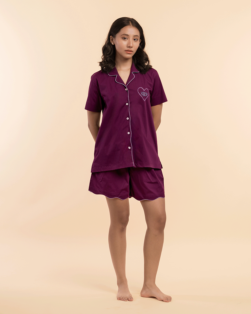 Mulberry Wine Curvy Shorts Set
