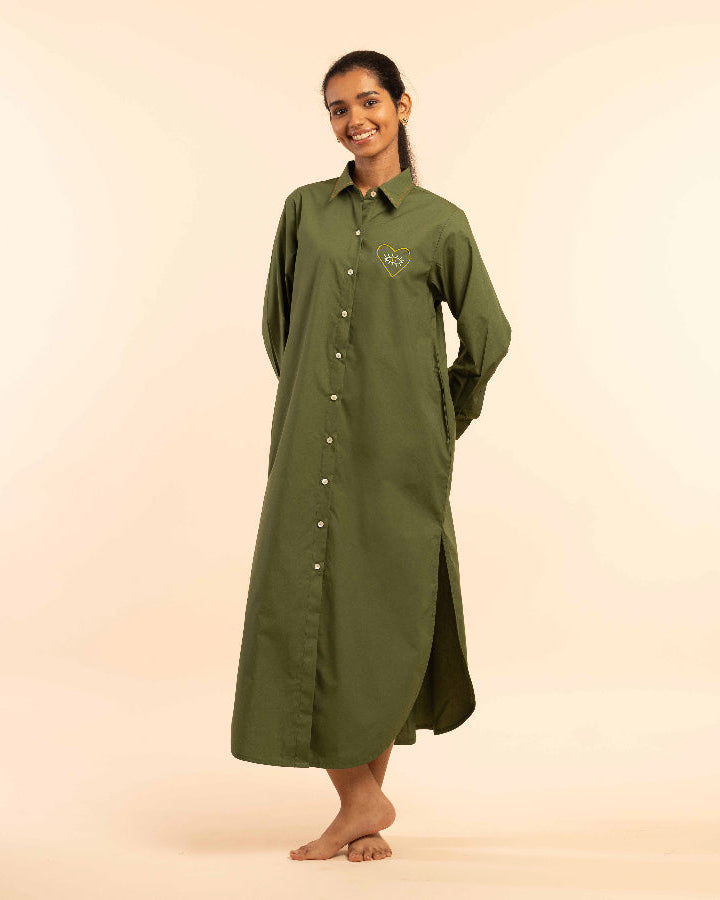Wild Moss Lounge Shirtdress