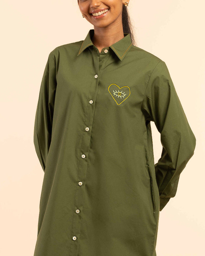 Wild Moss Lounge Shirtdress