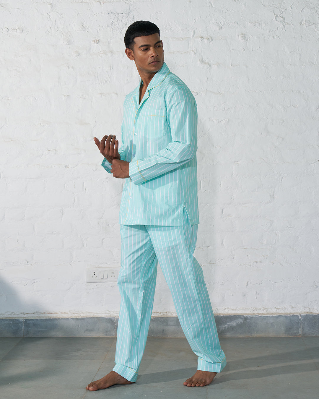 Seafoam - Everday Set<br>Men's Cotton Notch Collar Pajama Set