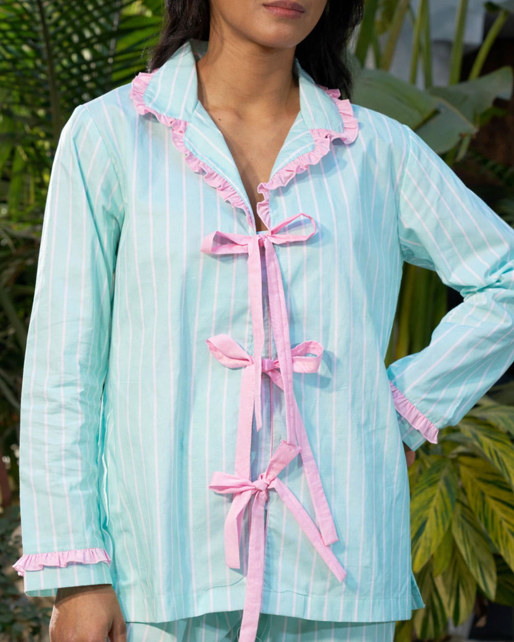 The Reverie Set - Seafoam <br> Women’s Cotton Bow-tie Set
