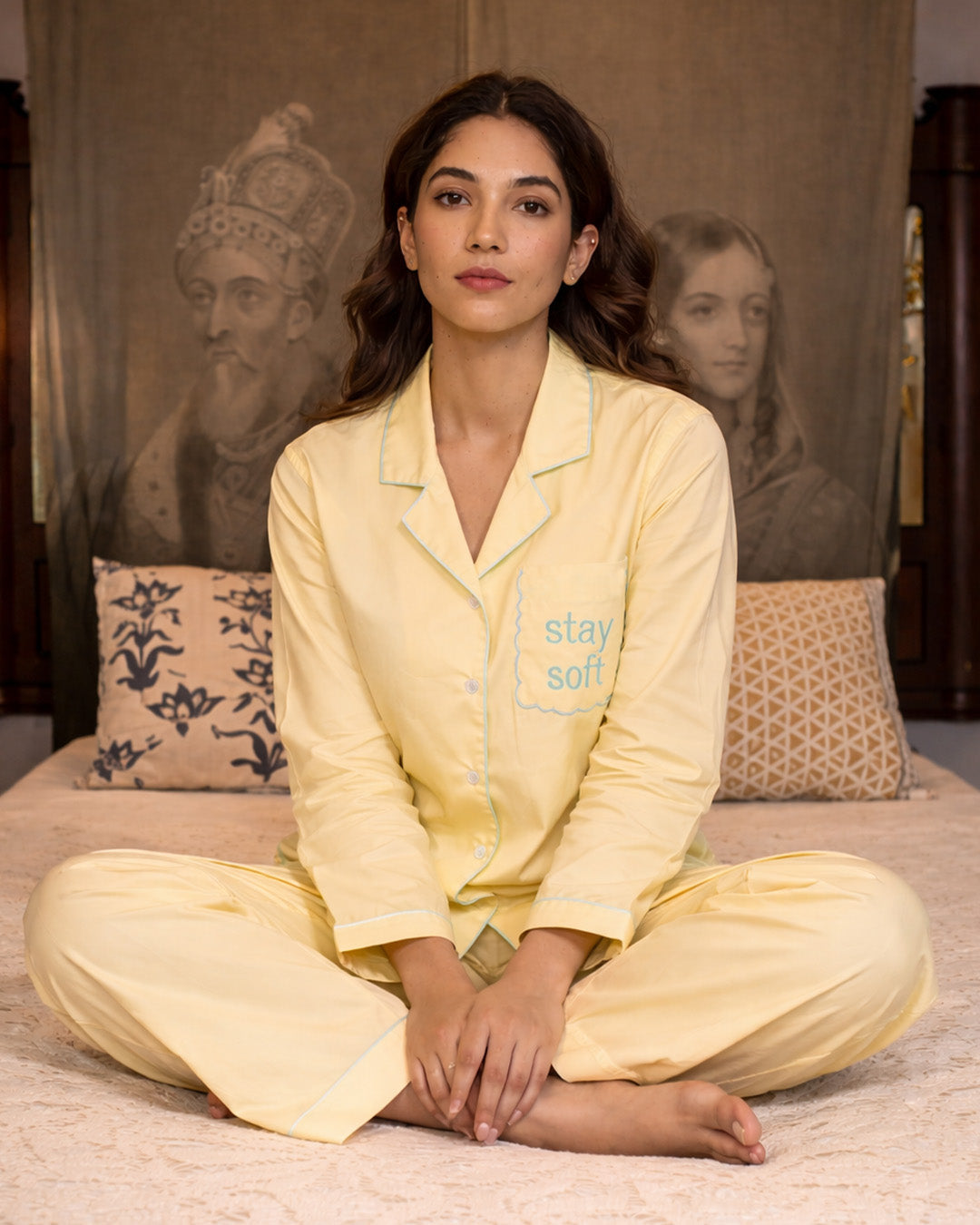 Siesta Embroidered - Everyday Set <br> Women Cotton Notched Pajama Set