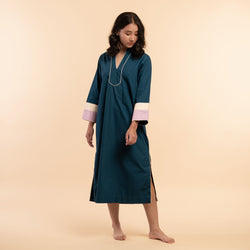 Deep Current Cotton Midi Kaftan Dress